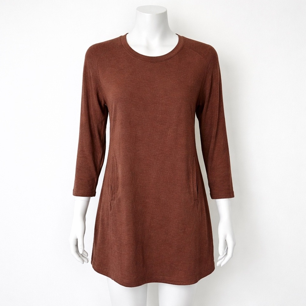 Athleta Balance Dress Women's Size 2X Brown Modal Long Sleeve